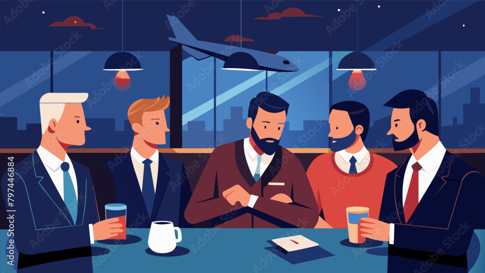 Obraz premium Late night at a posh hotel bar a group of jetsetting businessmen trade tips and tricks for collecting and maintaining highend watches..