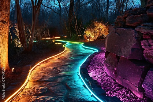 Neon Luminescent Pathway: Radiant Walk Designs & Neon Paths photo