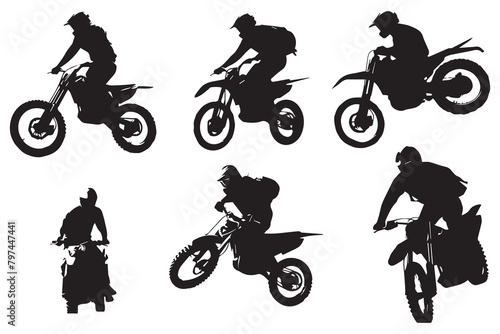 silhouette Motocross racing, motocross racer jumping on a motorcycle