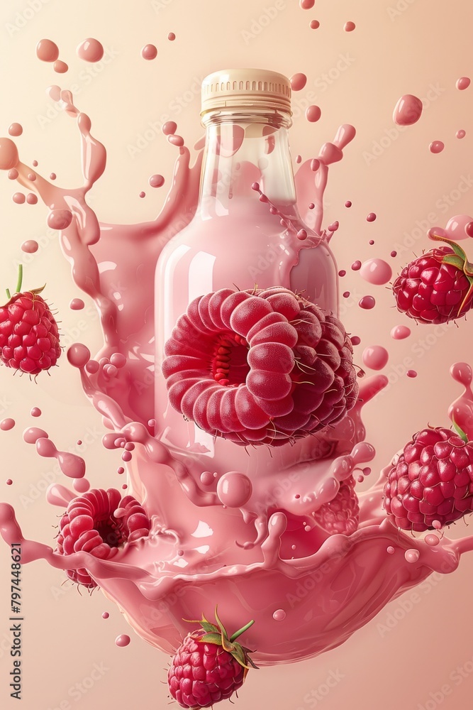 Raspberry smoothie splash with fresh berries Raspberry smoothie splash with fresh berries