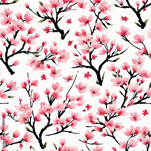 Cherry Blossom Seamless Pattern