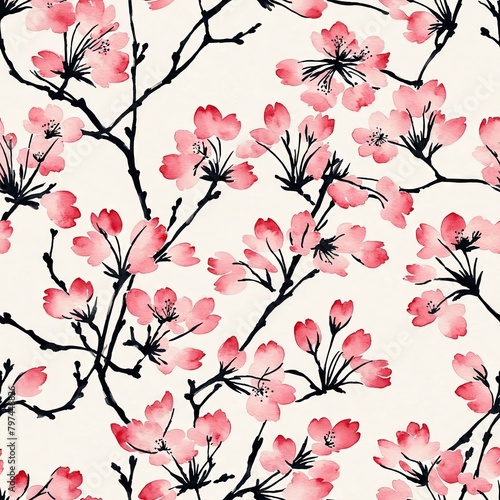 Cherry Blossom Seamless Pattern