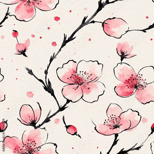 Cherry Blossom Seamless Pattern