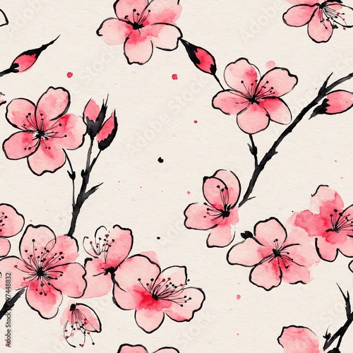 Cherry Blossom Seamless Pattern