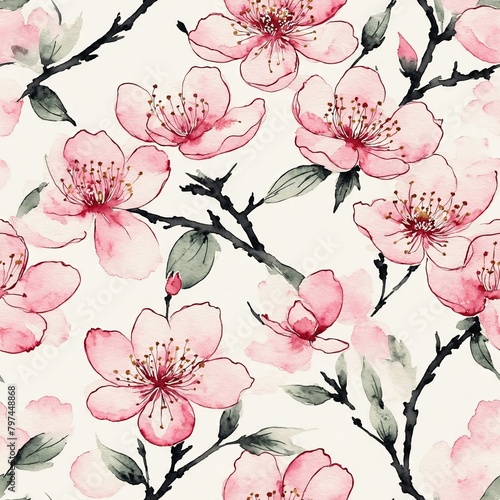 Cherry Blossom Seamless Pattern