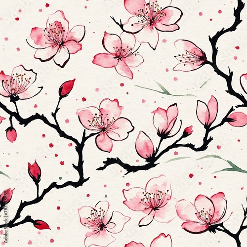 Cherry Blossom Seamless Pattern
