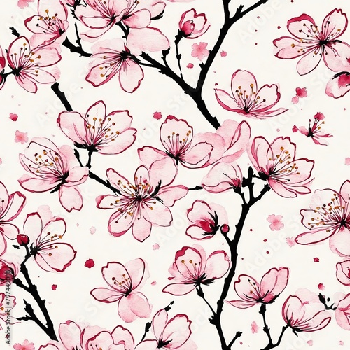 Cherry Blossom Seamless Pattern