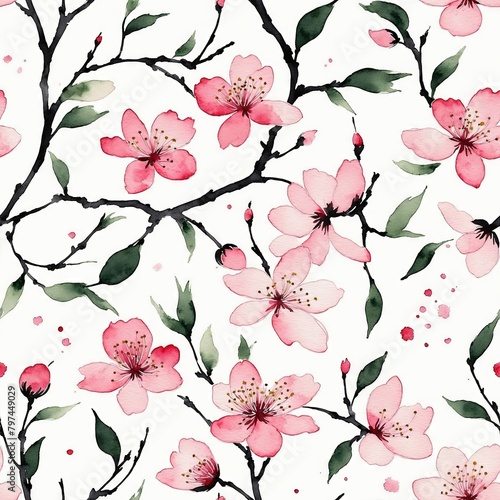 Cherry Blossom Seamless Pattern