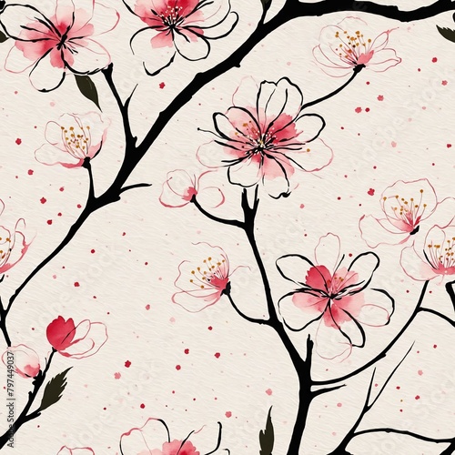 Cherry Blossom Seamless Pattern