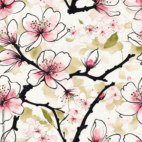 Cherry Blossom Seamless Pattern