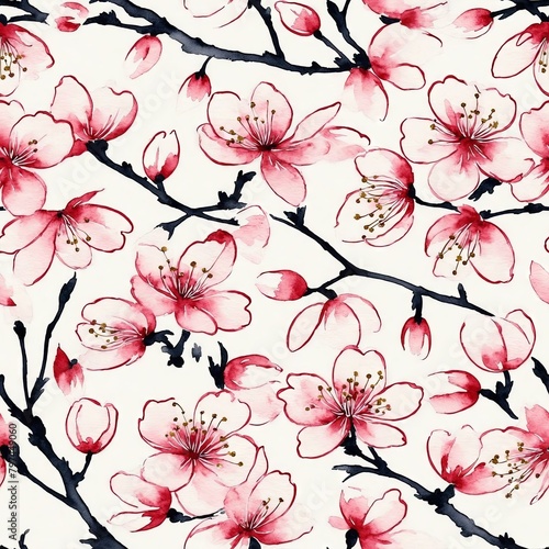Cherry Blossom Seamless Pattern