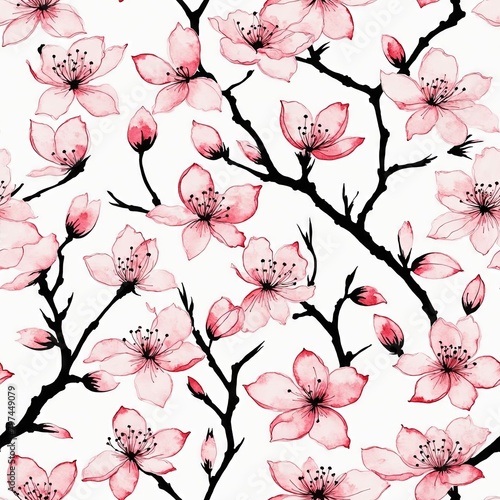 Cherry Blossom Seamless Pattern