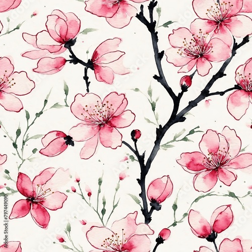 Cherry Blossom Seamless Pattern