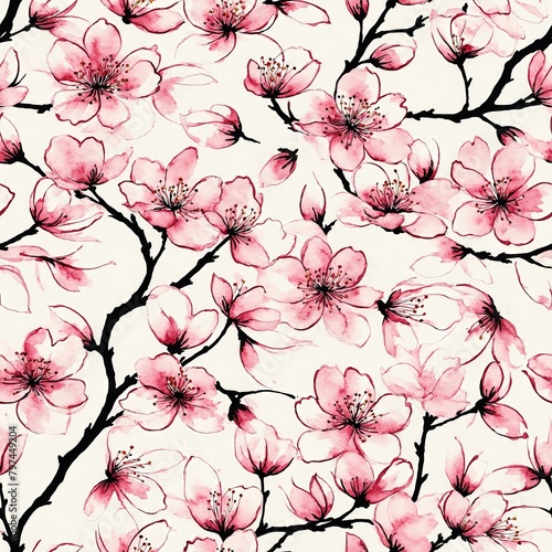 Cherry Blossom Seamless Pattern