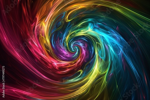Neon Chromatic Vortex: Luminous Swirls in a Neon Chromatic Storm