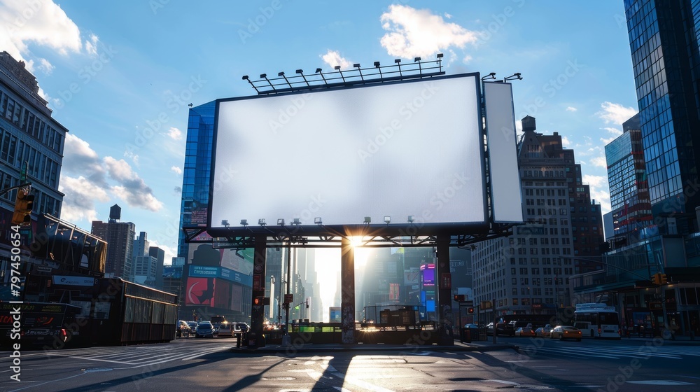 White blank billboard in the city.