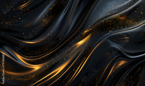 Abstract black gold luxurious noble waves texture back 