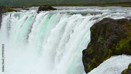 godafoss one of the most spectacular waterfall on iceland steadycam slow moti HD  photo