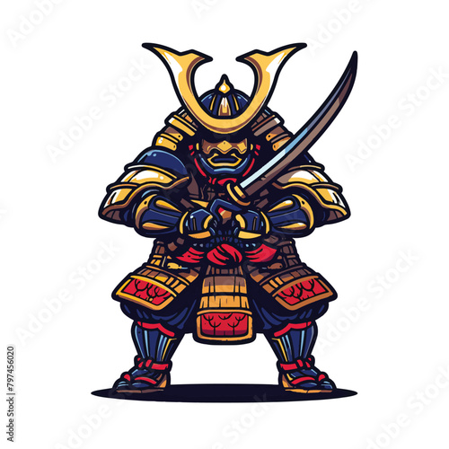 Warrior of the Stream Anime Samurai Mascot Vector Illustrative for your work's logos, T-shirt merchandise, stickers, label designs, posters, greeting cards, and advertising for business entities or br