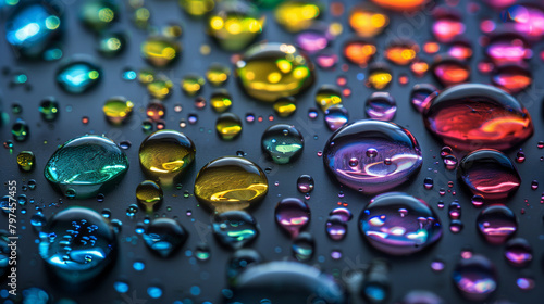 Abstract Colorful Water Droplets Background