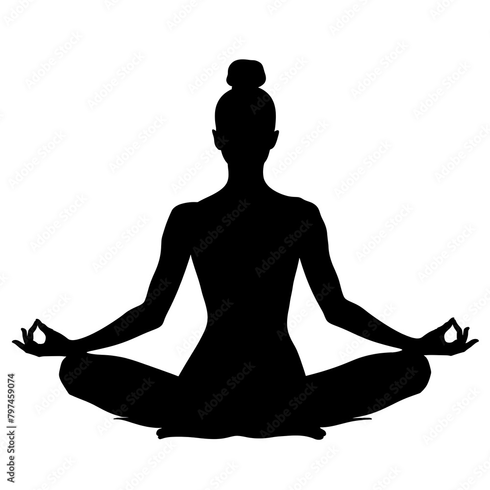 Tranquil Meditator Silhouette, Zen Mindfulness and Spirituality