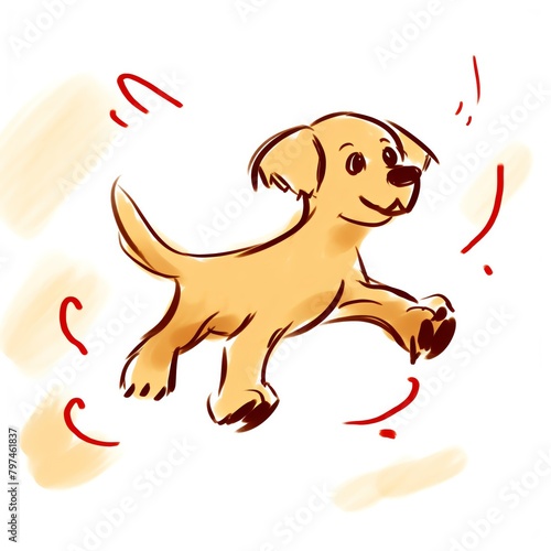 dog, playful dog.cartoon drawing, water color style,