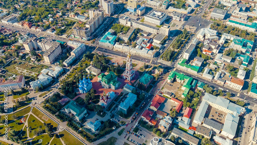 Tambov  Russia. Belfry of the monastery of Our Lady of Kazan  Tambov   Aerial View