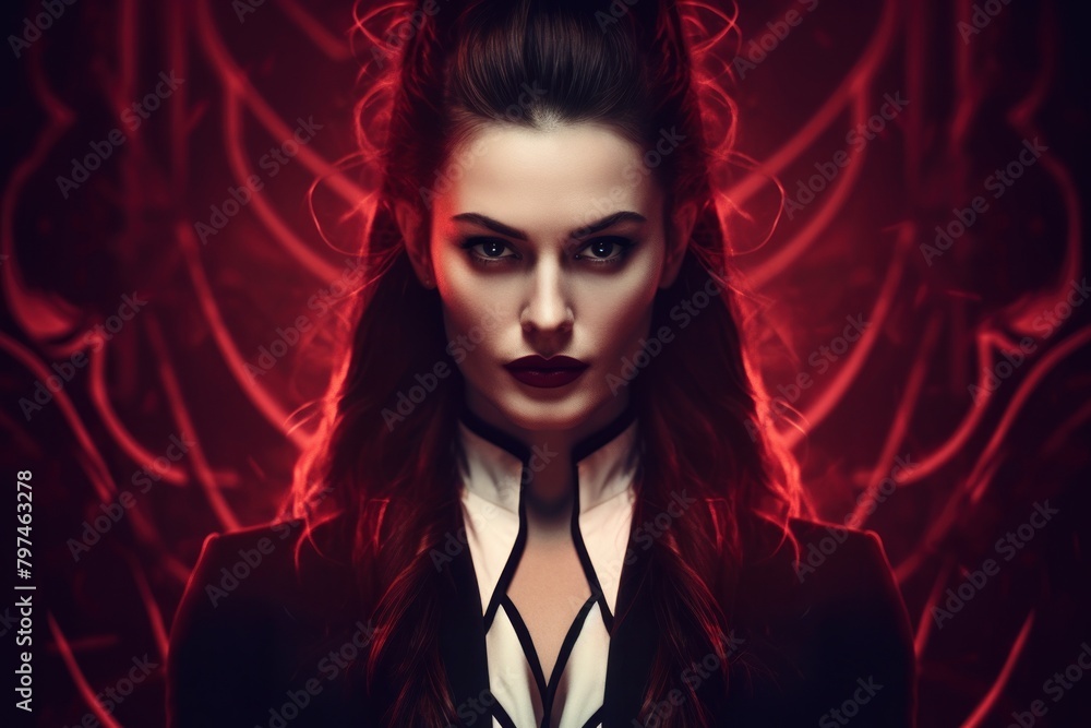a woman with dark hair and red hair a woman with dark hair and red hair