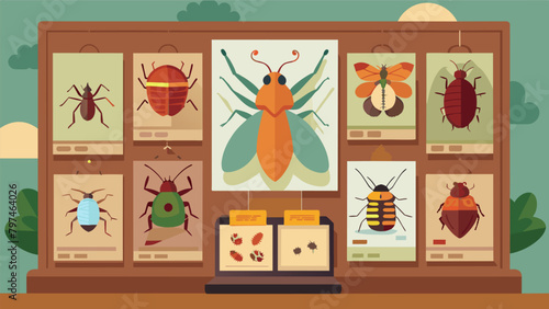 A display case was set up to showcase the most unique bugs in the collection with informational cards next to each one explaining their name and