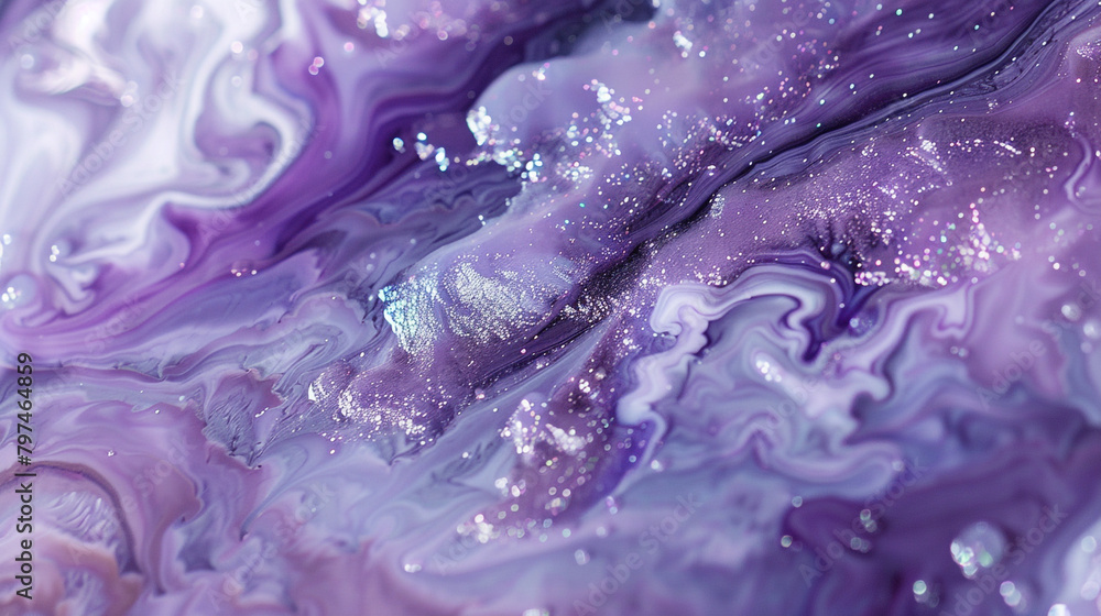 Celestial lavender marble ink cascades elegantly through a luminous abstract canvas, glistening with ethereal glitters, invoking serenity and tranquility. Celestial lavender marble ink cascades elegantly through a luminous abstract canvas, glistening with ethereal glitters, invoking serenity and tranquility.