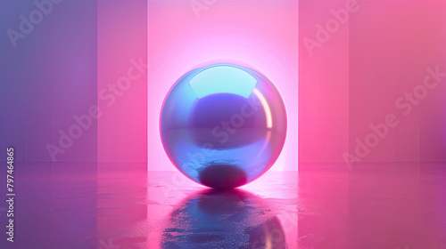 Abstract background with shiny  metallic sphere