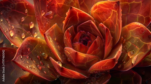 Macro photography of a succulent, fleshy texture, geometric rosettes photo