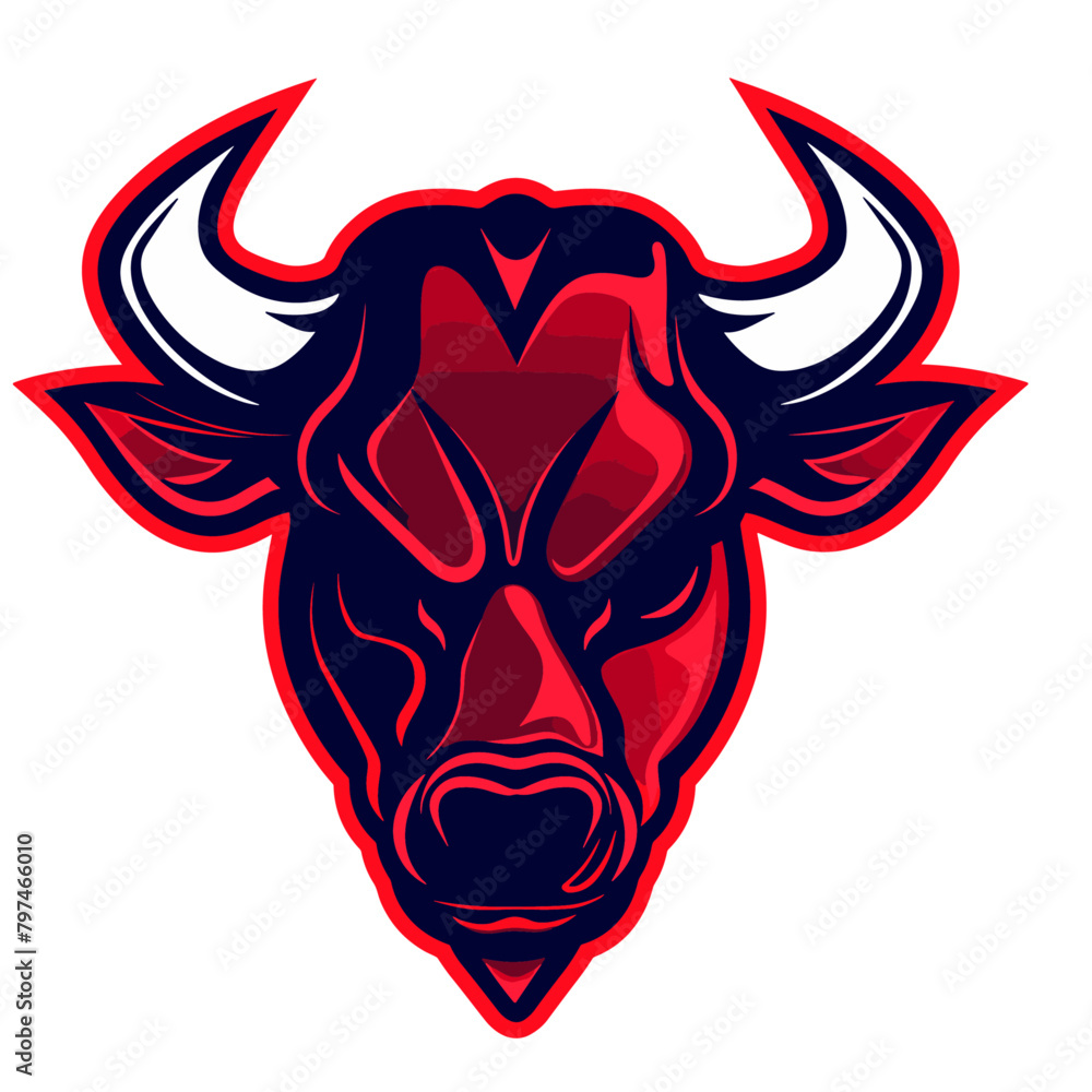 Fototapeta premium symbol of raw power and untamed energy: a bull's head with lightning bolts