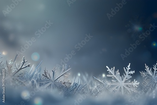 Snowflake Christmas Wallpaper. Beautiful, Crystalline Winter Banner with copy-space Generator AI 