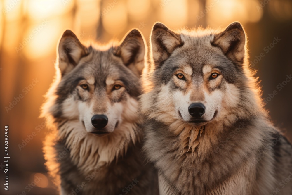 a couple of wolves looking at the camera a couple of wolves looking at the camera