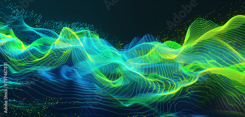Energetic pixel waves in vivid neon colors, creating a lively digital display.