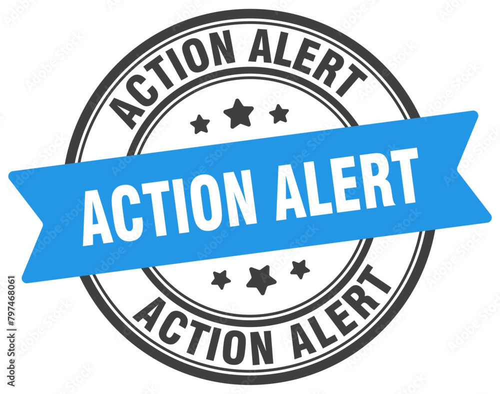 action alert stamp. action alert label on transparent background. round sign action alert stamp. action alert label on transparent background. round sign