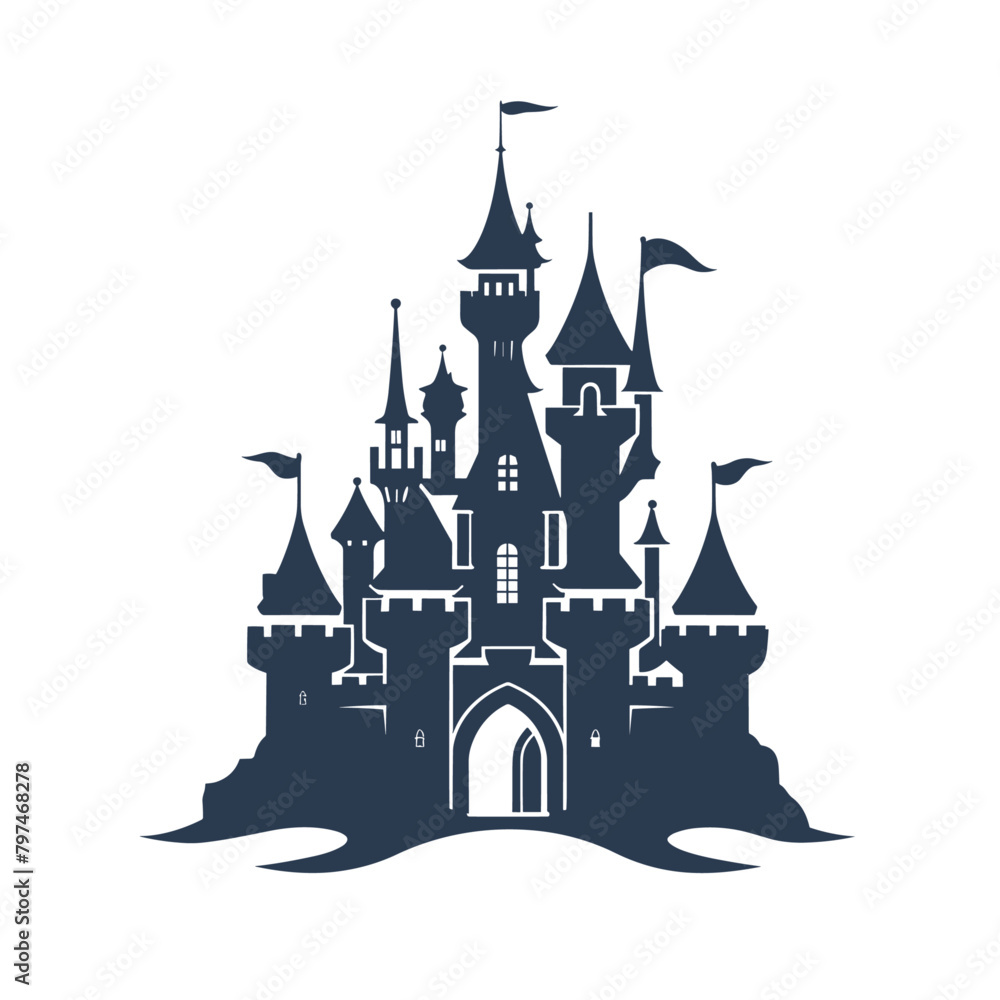 Obraz premium hauntingly beautiful silhouette of a lone castle against