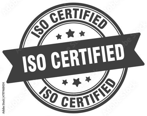 iso certified stamp. iso certified label on transparent background. round sign