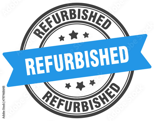 refurbished stamp. refurbished label on transparent background. round sign