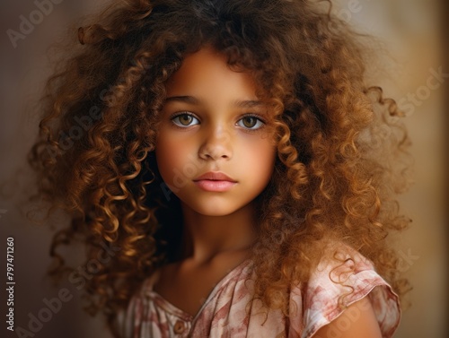 a girl with curly hair
