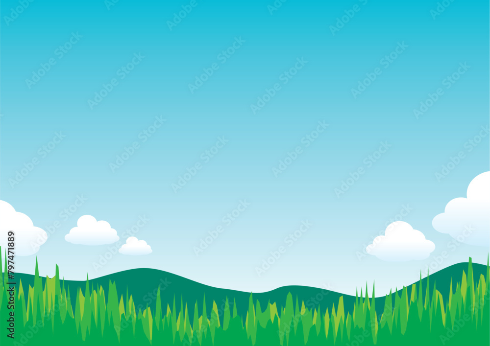 青空と稜線のある風景の背景用ベクターイラスト