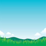 青空と稜線のある風景の背景用ベクターイラスト（正方形）