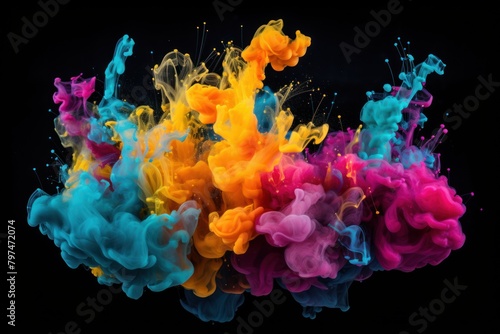 a colorful smoke in water