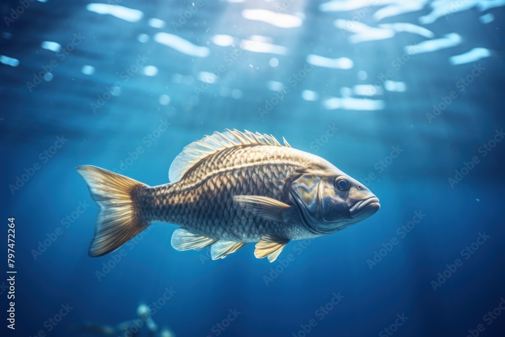a fish swimming in the water a fish swimming in the water