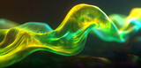 Twisting 3D waves in neon yellow and green, embodying vivid energy.
