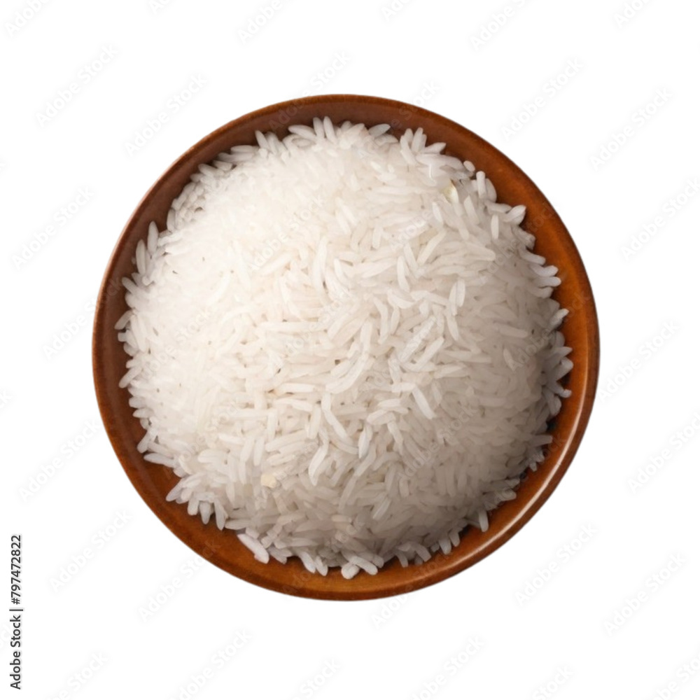 rice in a plate healthy food top view on Isolated transparent background png. generated with AI rice in a plate healthy food top view on Isolated transparent background png. generated with AI