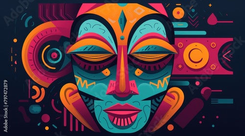 a colorful face with different shapes
