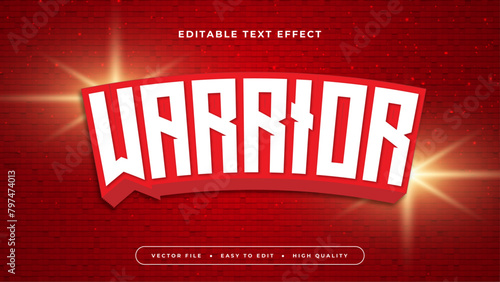 Red yellow and white warrior 3d editable text effect - font style