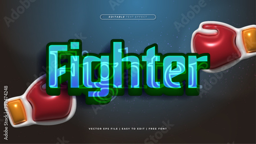 Blue red and yellow fighter 3d editable text effect - font style